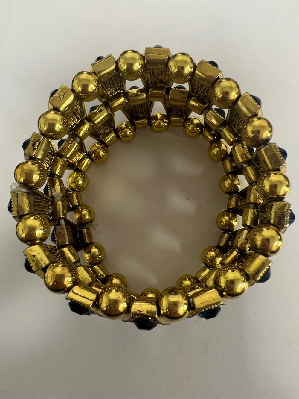 Gold-Tone Blue Crystal Stretch Bracelet